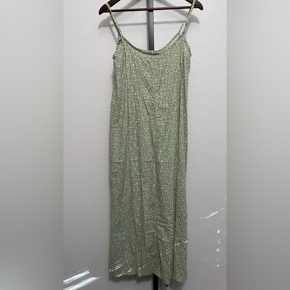 Vtg Womens Ditsy Floral Sage Green Maxi Dress 9/10 Y2K Boho Cottagecore Feminine - Picture 2 of 9